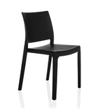 Sedia da esterno nera T37 V con semplice schienale e quattro gambe di hjh LIVING – vista a 360° (vista frontale a tre quarti 45°)
