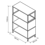 Disegno tecnico dello scaffale FlexWall con dimensioni 800 x 400 mm e un'altezza di 1180 mm di hjh OFFICE PRO