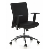 Sedia da ufficio professionale LAGUNA PRO nera con braccioli e base a cinque ruote di hjh OFFICE – vista a 360° (vista frontale a tre quarti 40°)