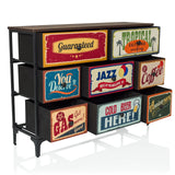 Cassettiera AMERIKO B con sei cassetti colorati in stile vintage e struttura in metallo nero di hjh LIVING