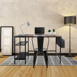 Scrivania WORKSPACE H I in nero e marrone con scaffale e vano portaoggetti integrati di hjh OFFICE