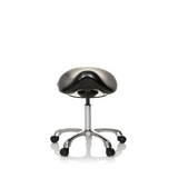 Schwarzer Sattelhocker ORTHO SIT mit Fußkreuz und fünf Rollen von hjh OFFICE – 360-Grad-Ansicht (Frontansicht 0°)