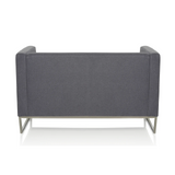 Dunkelgraues Loungesofa BARBADOS als Zwei-Sitzer mit Metallgestell von hjh OFFICE – 360-Grad-Ansicht (schräge Rückenansicht 240°)