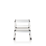 Scala richiudibile SOLID VI in alluminio argentata con due gradini di hjh OFFICE – vista a 360° (vista frontale 0°)