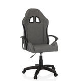 Sedia da gaming GAMEBREAKER W01 grigia con due aperture per il poggiatesta e base a cinque ruote di MyBuero – vista a 360° (vista frontale 15°)