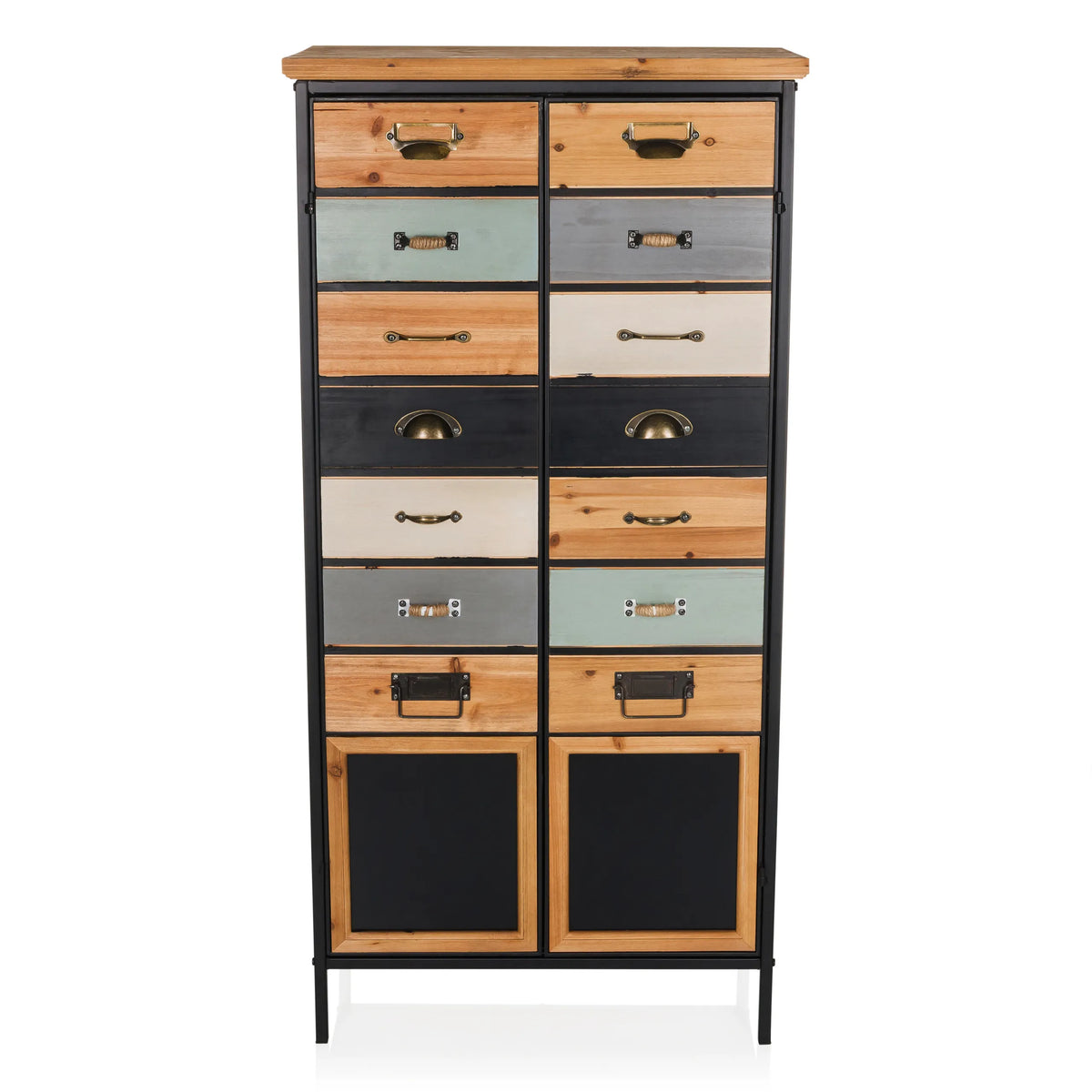 Cassettiera CONTINENTO HIGH in legno e metallo con cassetti multicolore e due scomparti di hjh LIVING