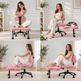 Sedia da meditazione Asanasit rosa con schienale e poggiapiedi in quattro diverse posizioni di seduta di hjh LIVING