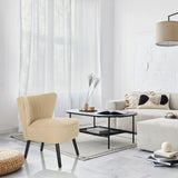 Poltrona Lounge MANISO beige con gambe nere in una stanza arredata in modo moderno di hjh LIVING