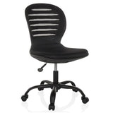 Sedia Home Office CASLA nera con schienale in rete e base a cinque ruote di hjh OFFICE – vista a 360° (vista frontale a tre quarti 30°)