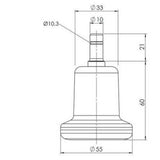 Disegno tecnico dei Piedini per sedie 5 x STAND Nr. 10 con un diametro di 55 mm di hjh OFFICE