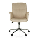 Sedia Home Office SOLAO 400 beige con braccioli imbottiti e base a cinque ruote di hjh OFFICE – vista a 360° (vista frontale 0°)