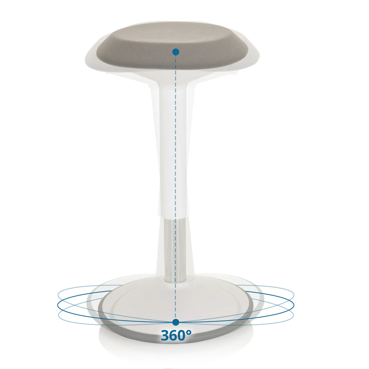 Funzione di rotazione a 360 gradi dell'ausilio per la posizione eretta BALANCE SIT III W in bianco e grigio di hjh OFFICE