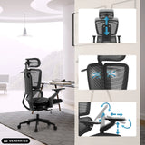Poggiatesta, schienale e braccioli regolabili della sedia da ufficio professionale Ergo U2 Flex3 di hjh OFFICE (immagine generata dall’IA)
