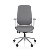 Sedia da ufficio professionale CHIARO T4 WHITE grigia con braccioli e base a cinque ruote di hjh OFFICE – vista a 360° (vista frontale 0°)