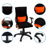 Sedia girevole per bambini KIDDY PRO AL in nero-arancione con viste dettagliate di braccioli e base a stella di hjh OFFICE