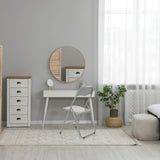 Sedia pieghevole TUDELA BASIC grigia in PVC in una stanza luminosa con un tavolo da trucco bianco di hjh OFFICE
