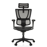 Poltrona di lusso ERGOHUMAN SLIM ECO M GEN2 nera con schienale in rete e base a cinque ruote di hjh OFFICE – vista a 360° (vista frontale 0°)
