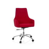 Sedia Home Office SHAKE 100 rossa con seduta imbottita e base a cinque ruote di hjh OFFICE – vista a 360° (vista frontale 20°)