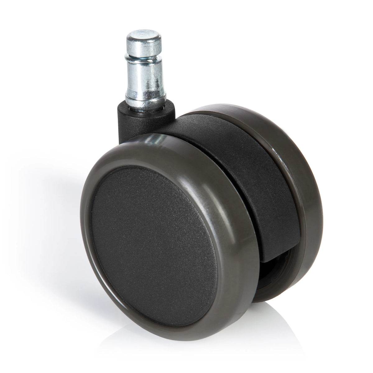 Rotelle per Sedia 5x ROLO FREE 11mm/65mm nere per pavimenti duri con perno argentato di hjh OFFICE – vista a 360° (vista frontale 0°)