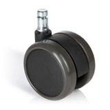 Rotelle per Sedia 5x ROLO FREE 11mm/65mm nere per pavimenti duri con perno argentato di hjh OFFICE – vista a 360° (vista frontale 0°)