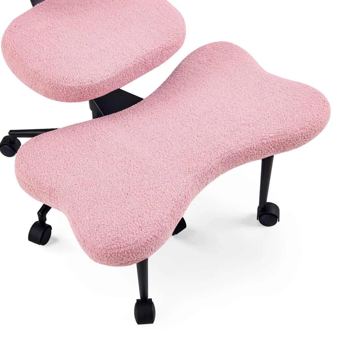 Rivestimento imbottito rosa strutturato della sedia da meditazione Asanasit su struttura nera con ruote di hjh LIVING