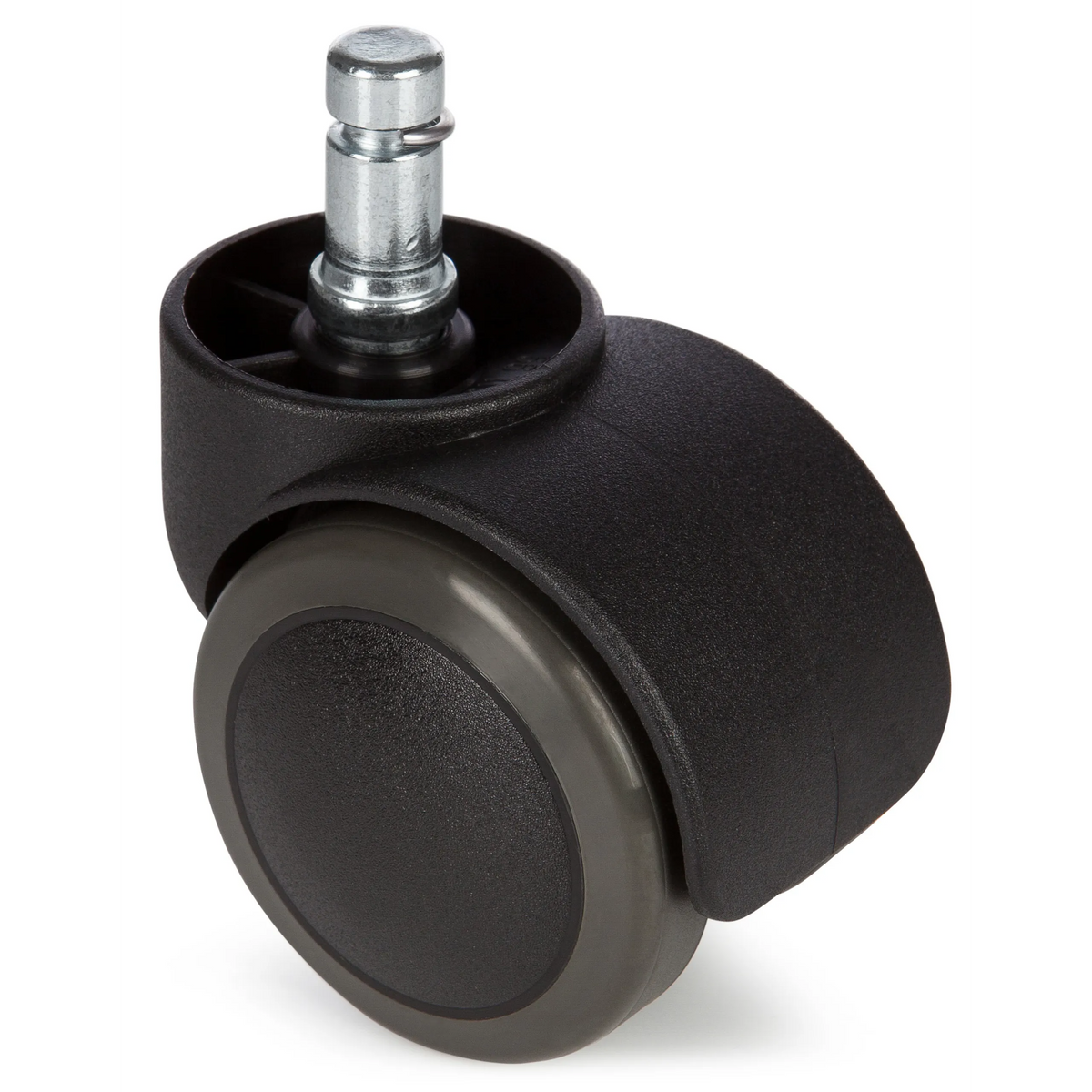 Rotelle per Sedia nere 5x ROLO 10mm/50mm per pavimenti duri con perno metallico di hjh OFFICE – vista a 360° (vista frontale 0°)