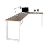 Scrivania ad angolo WORKSPACE BASIC I in look noce con struttura bianca di hjh OFFICE