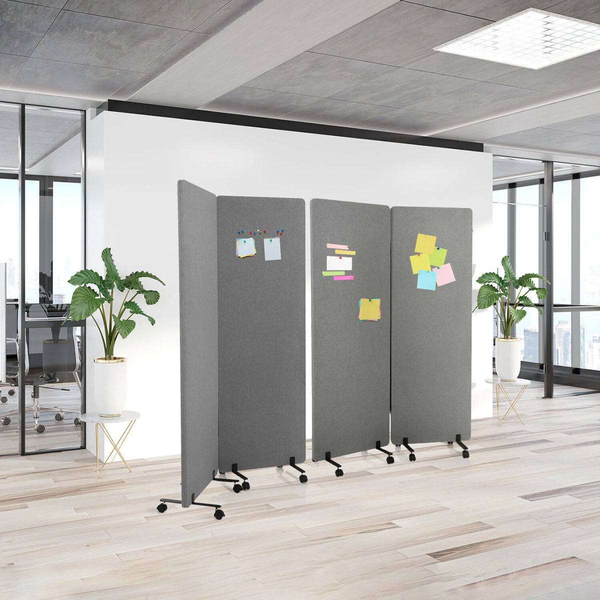 Pareti divisorie FLEXMIUT grigio scuro come set mobile di due pezzi su ruote di hjh OFFICE