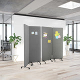 Pareti divisorie FLEXMIUT grigio scuro come set mobile di due pezzi su ruote di hjh OFFICE