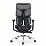 Vista posteriore della Sedia da ufficio professionale S100-M301 in nero con schienale in rete e base cromata di Sihoo