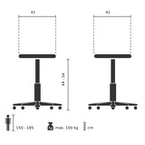 Disegno tecnico dell'ausilio per la posizione eretta SITNESS 20 con una larghezza del sedile di 41 cm di Topstar