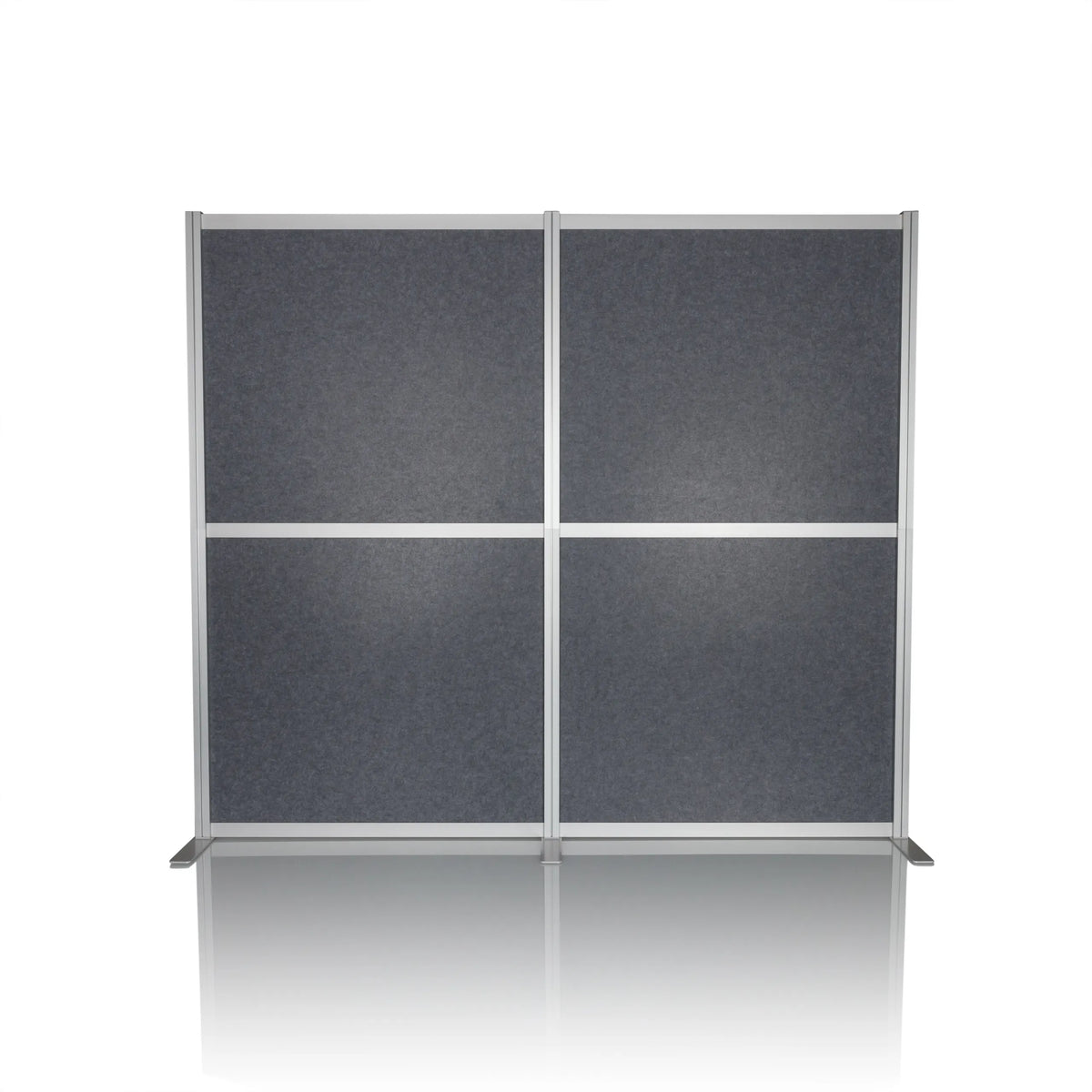 Parete divisoria FLEXMIUT MODUL grigia con telaio in alluminio e piedini di supporto di hjh OFFICE – vista a 360° (vista frontale 0°)