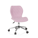 Sedia girevole per bambini JOY II rosa con effetto trapuntato e base a cinque ruote di hjh OFFICE – vista a 360° (vista frontale 20°)