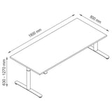 Disegno tecnico della scrivania XDLR 19 G con dimensioni 1800 x 800 mm di hjh OFFICE PRO