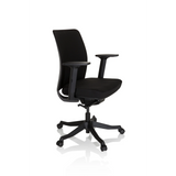 Sedia da ufficio professionale SENATOR nera con braccioli e una base a cinque ruote di hjh OFFICE – vista a 360° (vista frontale a tre quarti 60°)