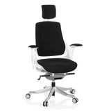 Sedia da ufficio professionale SPEKTRE nera con poggiatesta e base a cinque ruote di hjh OFFICE – vista a 360° (vista frontale 20°)