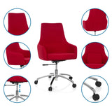 Sedia Home Office rossa SHAKE 100 con viste dettagliate di imbottitura, pistone a gas e doppie rotelle di hjh OFFICE