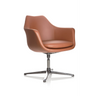 Poltrona lounge ARTEMIA con rivestimento in pelle marrone e base in metallo a quattro razze di hjh OFFICE