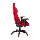 Sedia da gaming PROMOTER II rossa e nera con braccioli e base a cinque ruote di hjh OFFICE – vista a 360° (profilo laterale 100°)