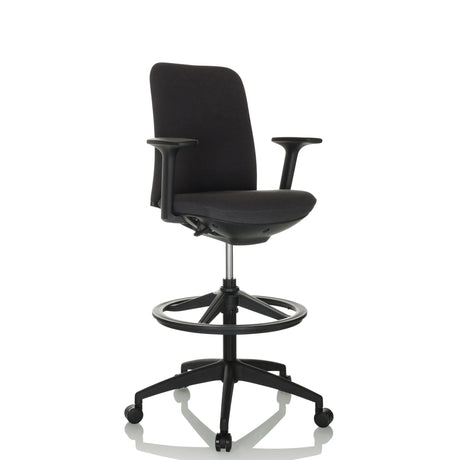 Schwarzer Counterstuhl NESTORA WORK mit gepolsterter Sitzfläche, Armlehnen und Fußring von hjh OFFICE