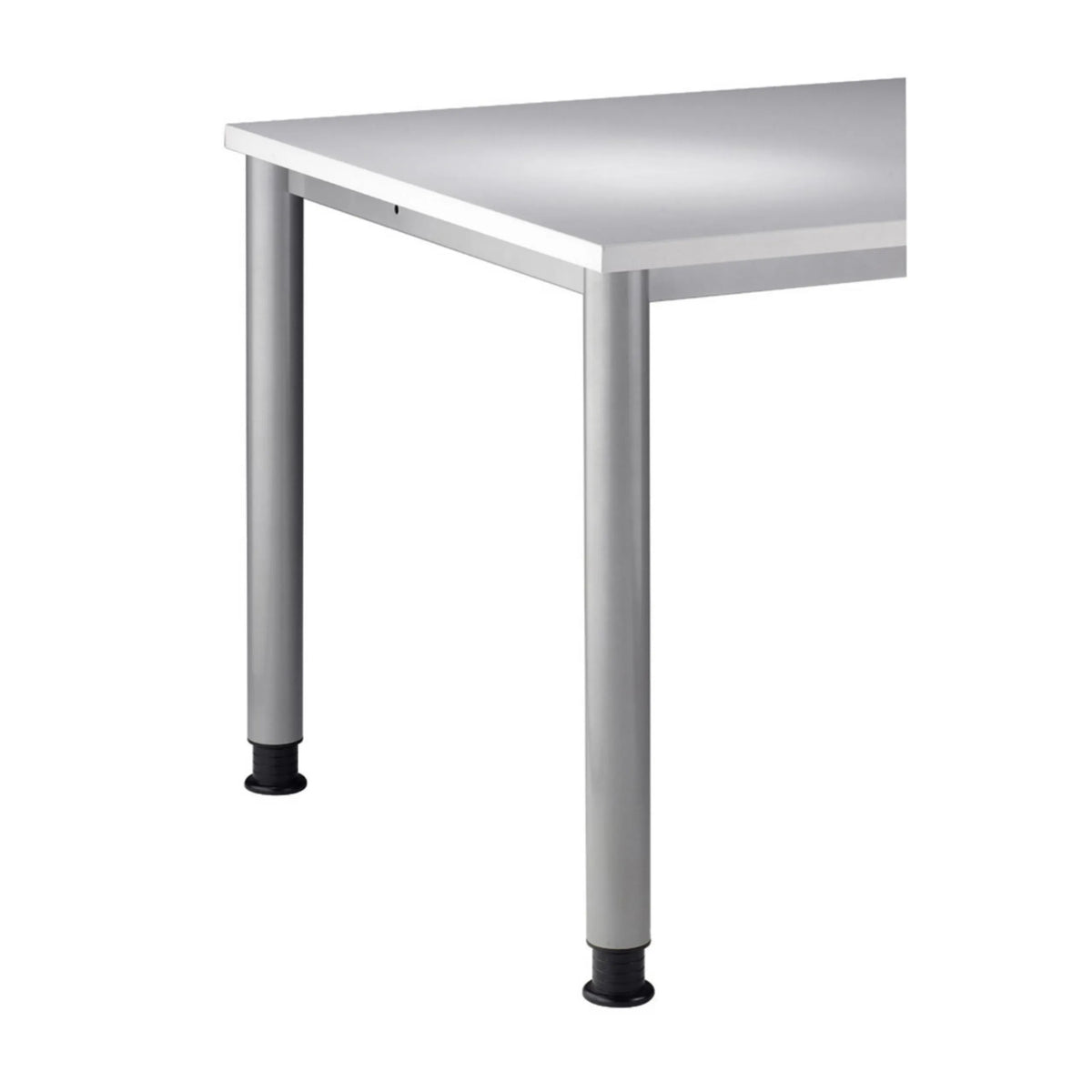 Scrivania bianca HILO 612 S con gambe argentate e piedini neri di hjh OFFICE PRO