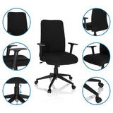 Sedia Home Office COSIO I nera con braccioli, rotelle e pistone a gas di hjh OFFICE