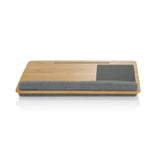 Supporto per laptop COMFILAP grigio in bambù con cuscino poggia polsi integrato di hjh OFFICE – vista a 360° (vista frontale 0°)