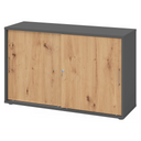 Schiebetürenschrank BETA S 1752S in Graphit und Asteiche mit zwei Metallgriffen von hjh OFFICE PRO