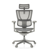 Poltrona di lusso ERGOHUMAN SLIM ULTRA G GEN2 grigia con schienale in rete e base a cinque ruote di hjh OFFICE – vista a 360° (vista frontale 0°)