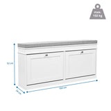 Disegno tecnico della scarpiera Estha 11 con 104 × 52 cm e una portata massima di 150 kg di hjh LIVING