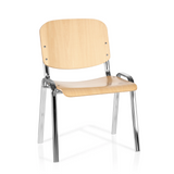 Sedia a quattro gambe XT 600 C H in faggio con struttura in cromo di hjh OFFICE – vista a 360° (vista frontale 20°)