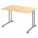 Höhenverstellbarer Schreibtisch ZENO 12 S in Ahorn-Optik mit silbernen Metallbeinen von hjh OFFICE PRO