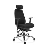Sedia da ufficio professionale PHOENIX PRO I nera con poggiatesta e base a cinque ruote di hjh OFFICE – vista a 360° (vista frontale a tre quarti 40°)