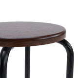 Seduta rotonda effetto noce dello Sgabello ALRANDA con struttura nera di hjh LIVING